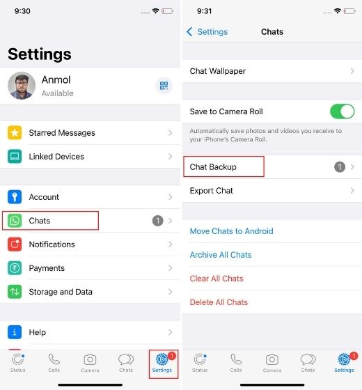 Active la copia de seguridad de chat de WhatsApp encriptada uno a uno en el iPhone