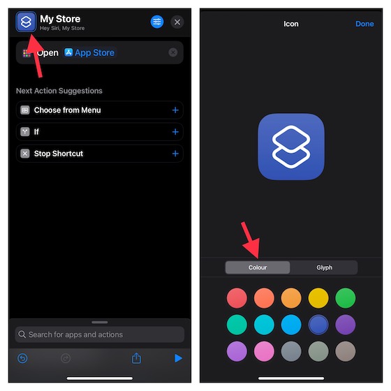 Elija un color para su icono de aplicación de iPhone personalizado