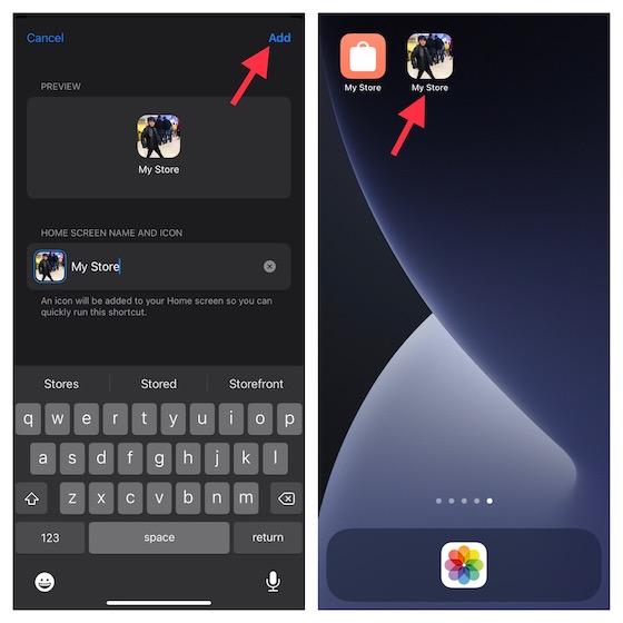 icono de la aplicación con una imagen personalizada en la pantalla de inicio del iPhone