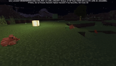 Ranas comiendo Slimes en Minecraft 1.19