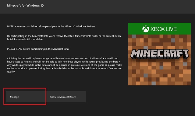 Minecraft para Windows 10 Beta aprobado y administrado