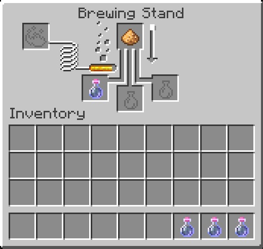 Polvo de piedra resplandeciente en Minecraft Brewing Stand