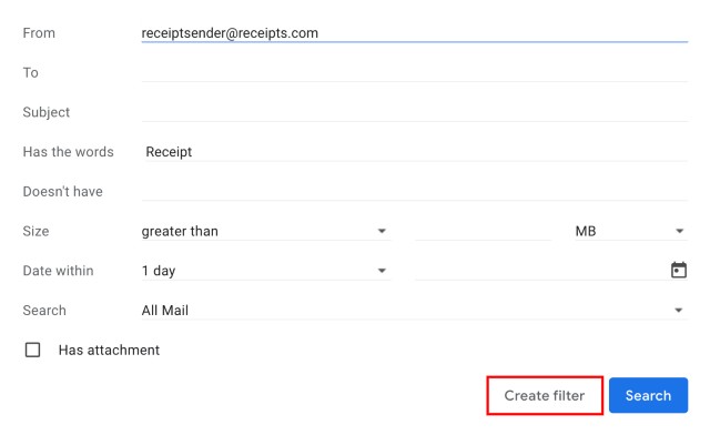 crear un filtro en gmail