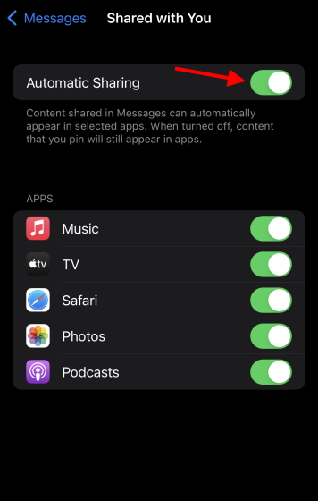 deshabilitar auto - compartir para desactivar compartir contigo en el iPhone