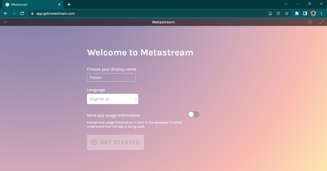poner un nombre en el sitio web de Metastream