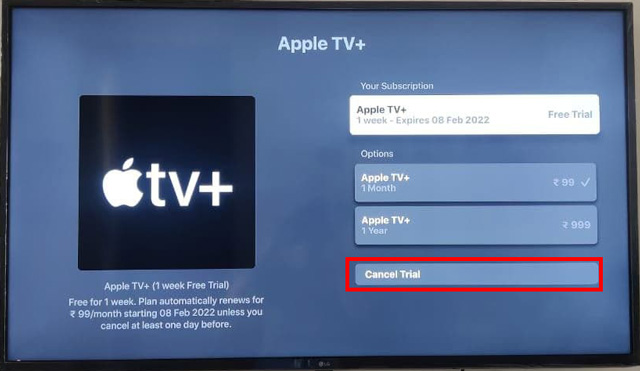 Cancelar la suscripción a Apple TV + en un televisor inteligente o Apple TV