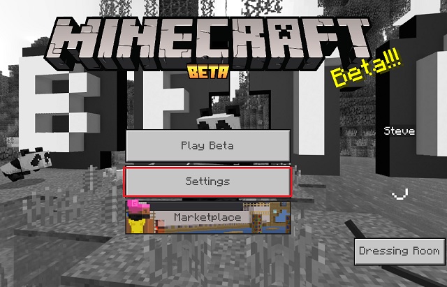 Opción de configuración de Minecraft Bedrock en beta