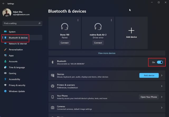 Activar Bluetooth en Windows 11 (2022)