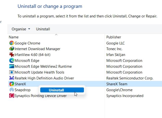Desinstalar aplicaciones en Windows 11 desde el panel de control