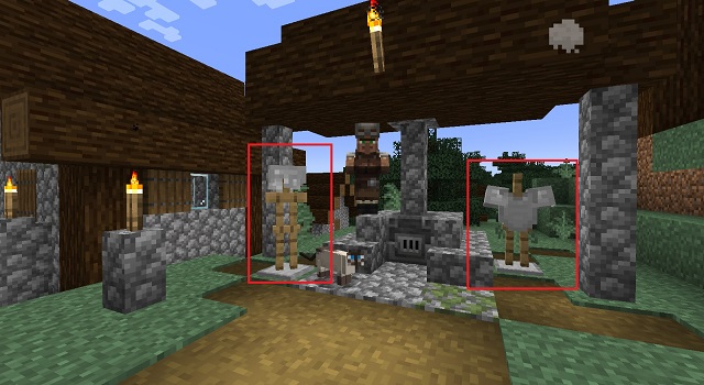 Soportes de armadura en Taiga Village en Minecraft