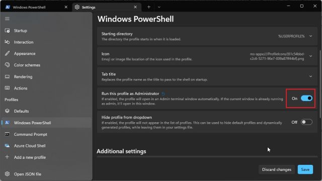 Abra siempre PowerShell como administrador en Windows 11