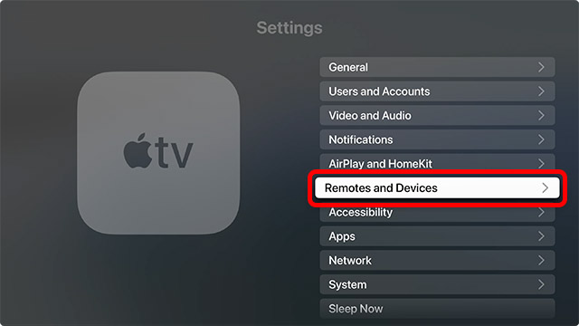configuración y dispositivos remotos en apple tv