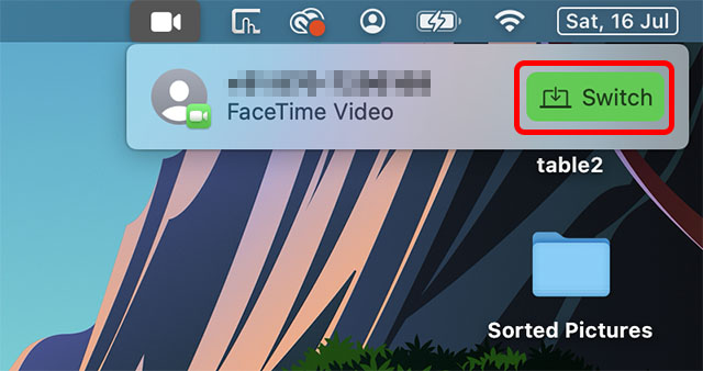 cambiar una llamada FaceTime de iPhone a Mac
