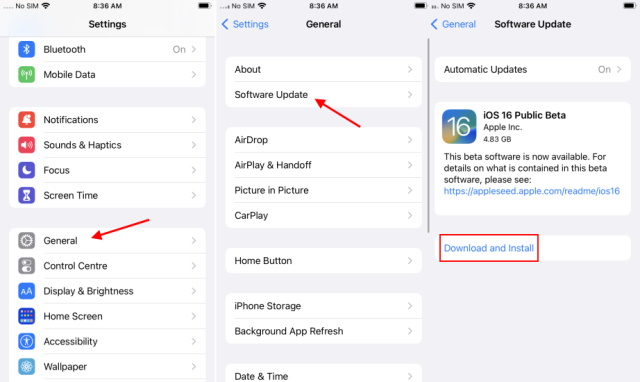 Descarga e instala iOS 16 beta desde Ajustes